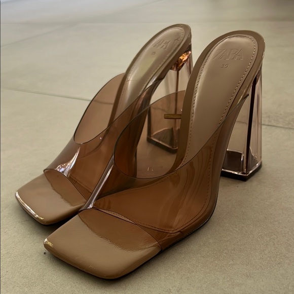 Zara Transparent Nude Heels - Picture 1 of 5